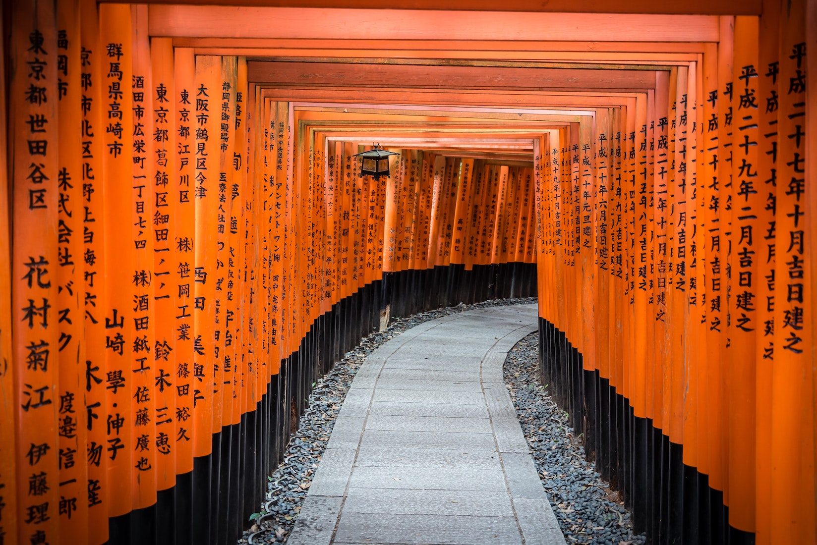 Fushimi Inari Taisha Shrine Trekking Through Torii At Fushimi Inari Shrine The